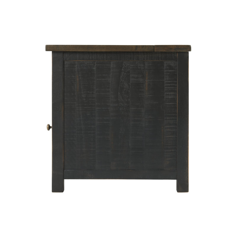 Laurel Foundry Modern Farmhouse Balsam 25'' Tall Solid Wood End Table with Storage and BuiltIn